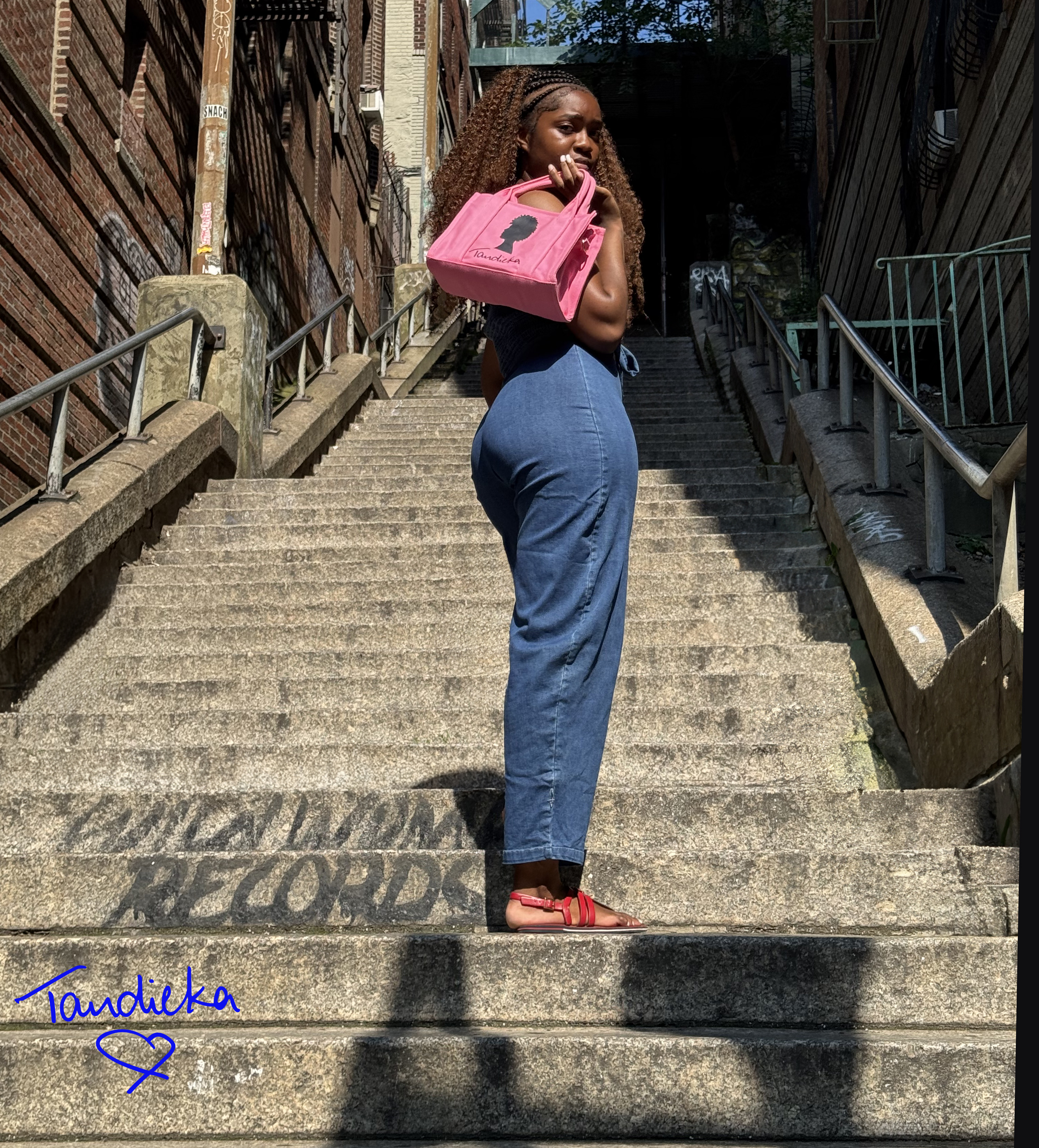 Tandieka Pink and Black small bag - Image 6