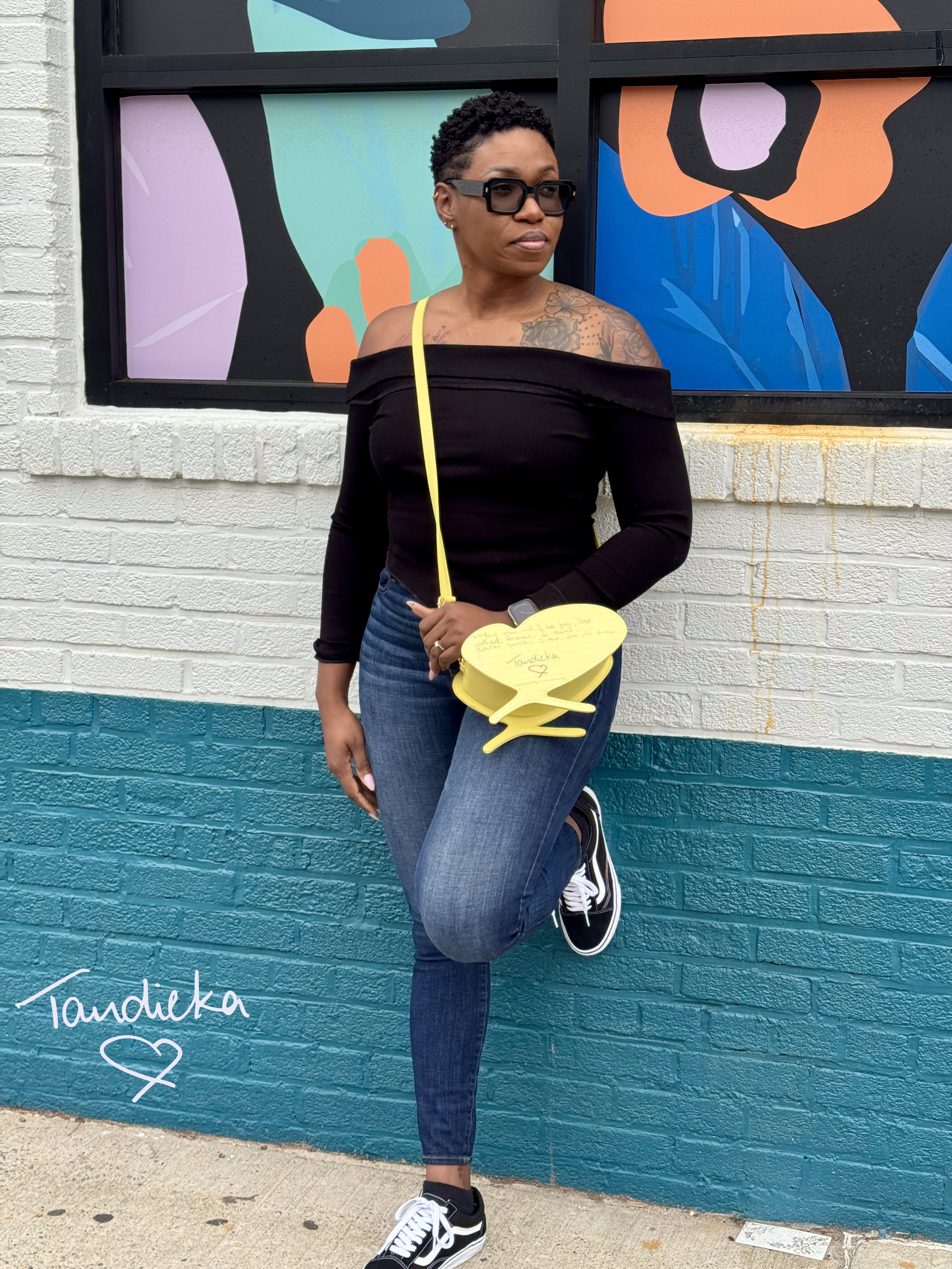 Tandieka Poetry Heart bag 'Suspended in Life' Yellow - Image 5