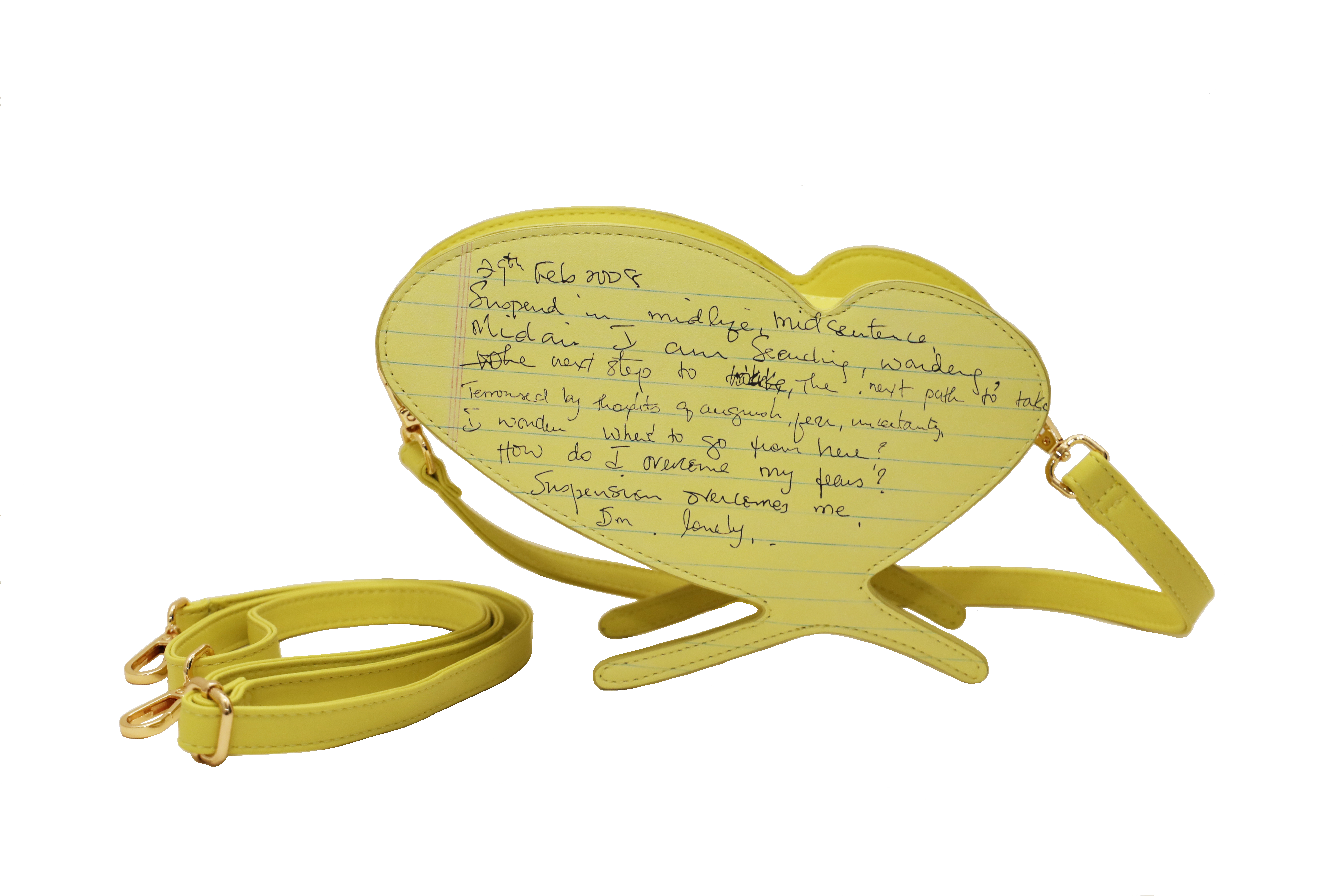 Tandieka Poetry Heart bag 'Suspended in Life' Yellow - Image 6