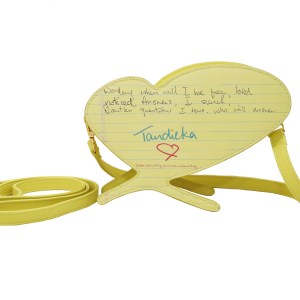 Tandieka Poetry Heart bag 'Suspended in Life' Yellow